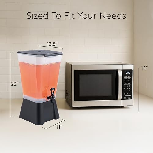 Image of Restaurantware Bev Tek 5 Gallon Drink Dispenser 1 Dishwashable Beverage Dispenser--Detachable Tank Includes Decals Black Plastic Carnival Juice Dispenser With Stand Push-Button Spigot