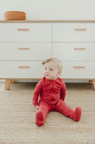 Image of Copper Pearl Baby Zip-Up Footie Pajamas - Soft Stretchy Sleep and Play Footies for Boys and Girls