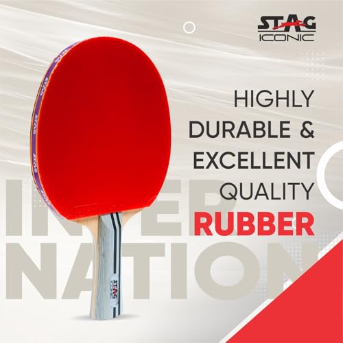 Image of International Table Tennis Racquet | 6 Ply Blade | 3 mm Sponge | High Control & Power | Red /Black