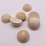Unfinished Split Wood Balls 18Pcs 2' Diameters Half Wooden Balls Mini Hemisphere Half Craft Balls for DIY Projects Kids Arts and Craft Supplies