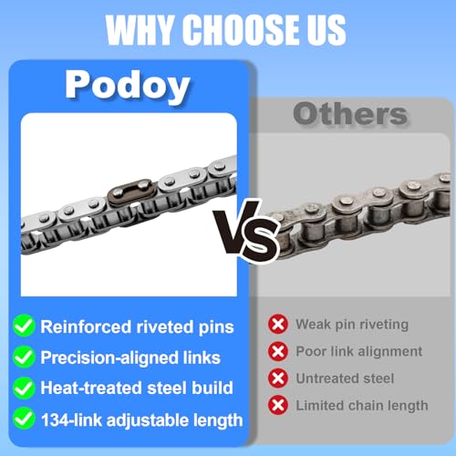 Image of Podoy T8F Drive Chain 134 Links with Chain Breaker & Master Links, Heavy Duty Replacement Chain for 43cc 47cc 49cc 50cc Mini Dirt Bike, Pit Bike, Pocket Bike, Go Kart & ATV