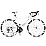 スピードワールド(SPEED WORLD) ロードバイク 14段変速 700*25c オシャレ ロードバイク 700c ディレーラー Tourney（ターニー）クラリス STI デュアルコントロールレバー アルミフレーム 通勤 通学 街乗り スタンド付 (ホワイト)