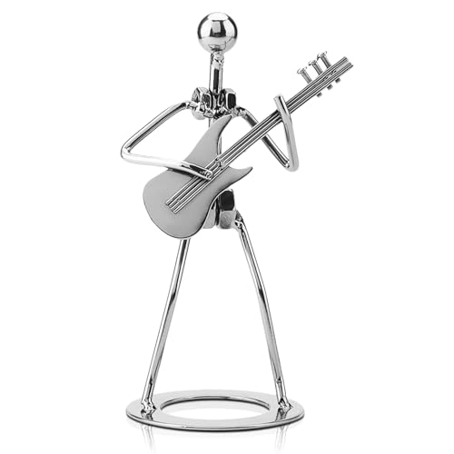 Cyrank Estatua de Guitarrista, músico de Hierro, Figura Coleccionable, Guitarra de...