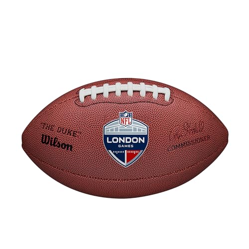 Wilson Balón de Fútbol Americano NFL London Games Duke Réplica, Elaborado con Cuero Superior y Espuma Resistente, Ayuda con Lanzamientos Precisos, Color: Marrón, Tamaño Oficial