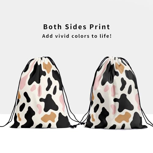 Image of Nerxy Cow Print Gymnastics Grip Bag - Animal Grips Bags Cowhide Drawstring Gym Bag for Gymnasts Wildlife Athlete Gym Pouch Bags Adjustable