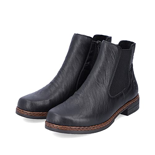 Rieker Damen Chelsea Boots 75170, Frauen Stiefeletten,uebergangsschuhe,uebergangsstiefel,Schlupfstiefel,flach,Stiefel,schwarz (00),42 EU / 8 UK