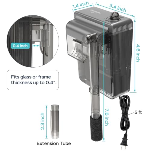 Image of HOB Aquarium Filter, Small Fish Tank Filter for Up to 5 Gallon Tanks, Adjustable Flow, Quiet Operation