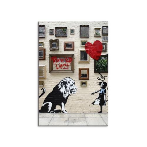モダン 雑貨 アート キャンバス パネル バンクシー Banksy 木枠付きの完成品 長方形 絵画 油絵 風景画 (70x100cm(28x40in),N)