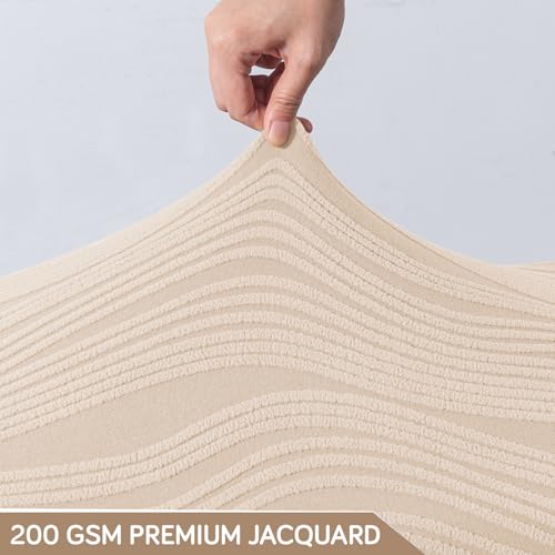 Image of HOKIPO 200gsm Knitting Jacquard Bench Cover, 'Nestiva Series', Skimmed Cream (AR-6237-CRM)