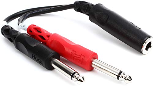 Hosa YPP-136 1/4 inch TRSF to Dual 1/4 inch TS Stereo Breakout Cable(Black,Red)