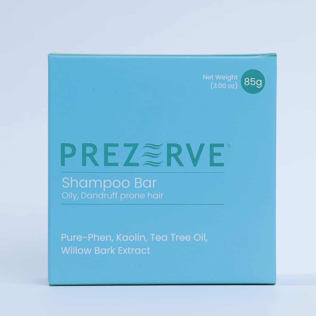 Prezerve - Anti Dandruff Shampoo Bar & Bamboo Soap Dish Combo | Suplhate & Paraben Free | Tea Tree Oil | For Itchy Oily Scalp | Soap Free | Unisex, 2 Count