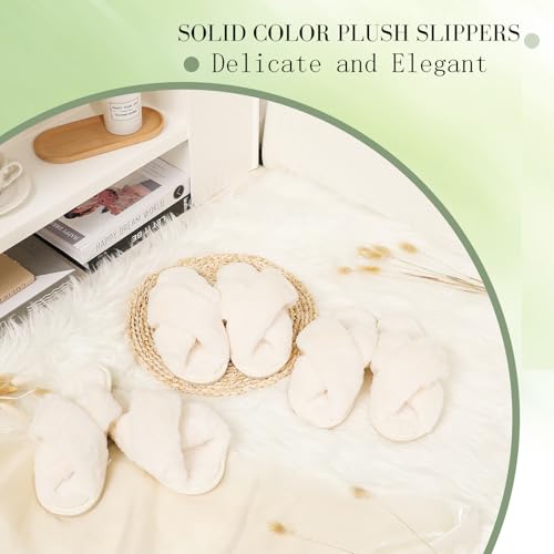 Bride Slippers for Wedding Day, White Bride To Be Bridal Shower Gift for Women Bridesmaids, Open Toe Fuzzy Flip Flops,Bachelorette Party Getting Ready Outfit2