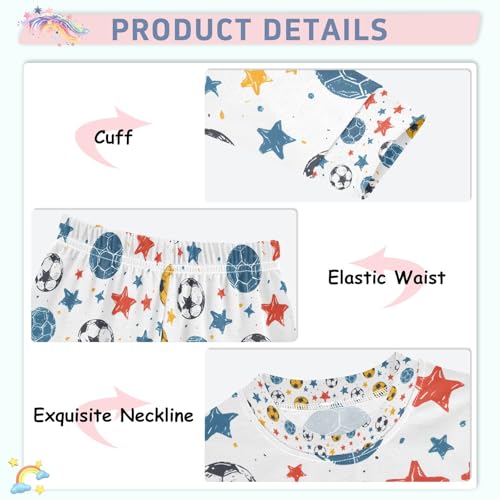 senya Color Soccer Stars Pajamas Set Long Sleeve Soft Cotton Sleepwear 2 Piece4