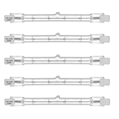 VINBE 200w Eco Haloline Tube Halogène, Base R7S, 118mm Tube Halogène, 230v, 200W, Dimmable, 2700k Blanc Chaud (5 PCS)