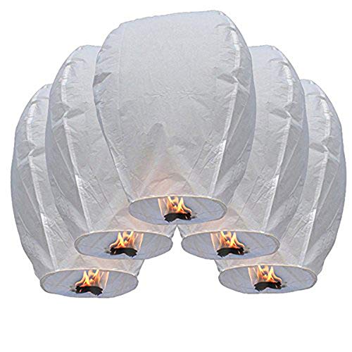 10/20 piezas Linternas Voladoras del Cielo Chino Farolillos, color blanco (Blanco, 10pcs)