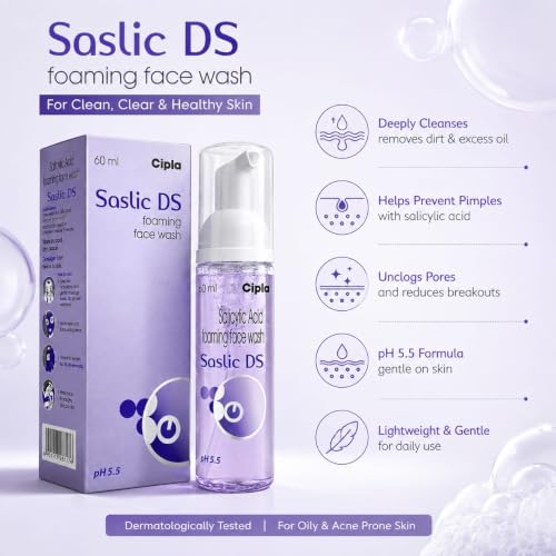Cipla Saslic DS Foaming Face Wash 60 ml - Image 3