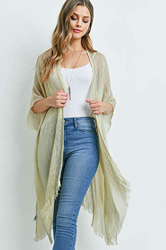 Image of RIAH FASHION Bohemian Sequin Glitter Shawl Wrap Poncho - Kimono Cardigan, Sparkly Metallic Mesh Scarf, Open Knit Crochet