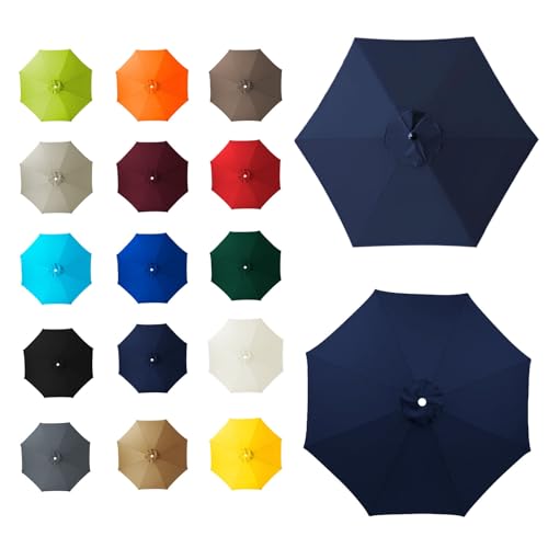 Toile de rechange de parasol bleu marine 3m pour réparer un parasol usé à 6 côtes