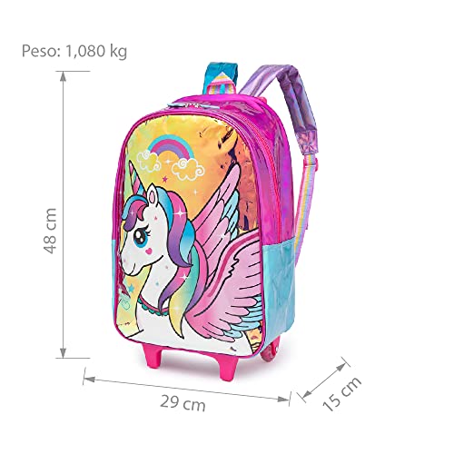 Kit Escolar Mochila De Rodinha Infantil Menina Unicórnio + Lancheira Térmica+ Estojo Necessaire 4 41XzKWcmbLL