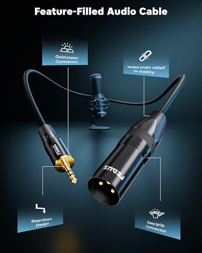 Image of FEDUS StagePro 3.5mm (1 /8 Inch) TRS to XLR Male Audio Cable, 1.5 Meter Balanced Professional Nylon Braided Aux to XLR Cord, OFC Conductor for Laptop, Phone, DJ Mixer & Speaker, iPhone, iPod, Tablet