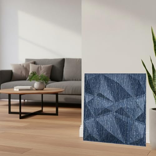Image of Kayra Decor PVC Wall Panel - PVC Diamond Design, Electric Blue Color 19.7 inch X 19.7 inch (Pack of 40) - Covers 107.80 Sq. Ft.