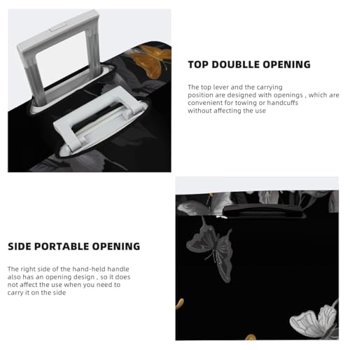 Gold Grey Butterfly Pattern Stretchable Luggage Covers for Suitcase TSA Approved, Dust Proof and Scratch Resistant Travel Luggage Protector for Carry On (22-24 in)4