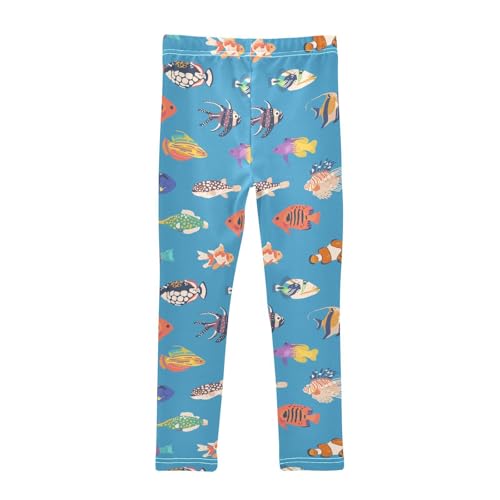 Girls Basic Leggings Baby Girls Pants Colorful Fishes Soft Footless Stretchy Tights Pants 4-10Y2