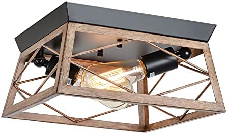 Farmhouse Semi Flush Mount Ceiling Light Rustic Vintage Ceiling Mount 3 Light For Dining Room Hallway Entryway Bedroom Living Room