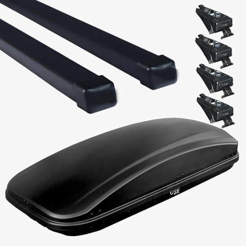 Portatutto Per Auto- compatible con 500X Dal 2015 In Poi 5P - Rails Chiusi - -Piu Box 430Lt Nero Opaco-