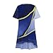 Royal Blue Casual for Women Fall Summer Short Sleeve Crew Neck Spandex Color Block Geometry Print Midi Knee High Loose Fit Dresses Ladies 2025 Clothes Fashion L