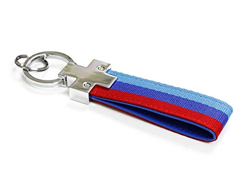 Ijdmtoy M-Colored M-Power Theme Stripe Nylon Strap W/Keychain Ring Compatible With All Bmw Car Bike Motorcycle #TOP5