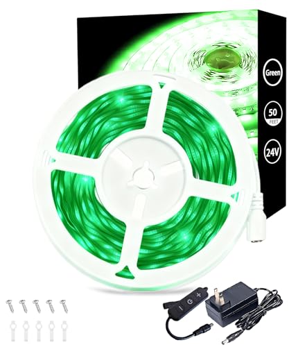Image of Green Led Lights Strip Halloween Decor 50 FT Indoor Rope Lights Easy DIY Cuttable Strip Lights for Room Bathroom Living Room Kitchen Ceiling Wall Vanity Mirror Decor