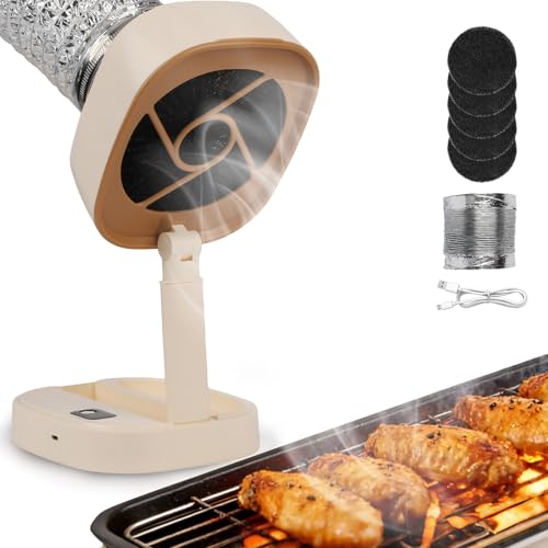 Campana extractora portátil – Ventilador de escape ajustable de 5 velocidades recargable de bajo ruido para apartamentos, dormitorios, caravanas, barbacoas interiores, filtro desmontable, 5 unidades