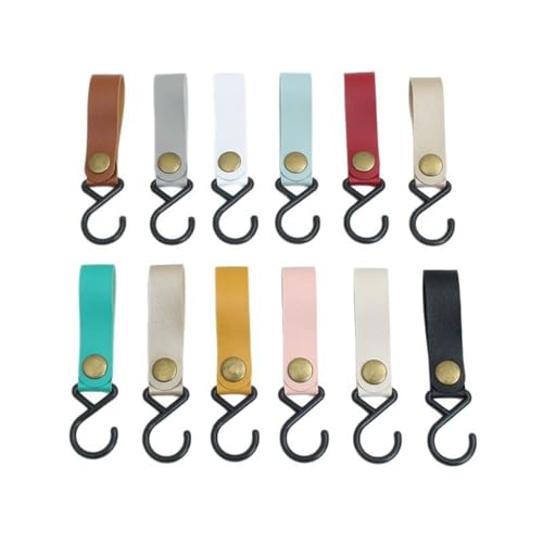 pclapora 12 Piezas Ganchos para Barra de Ropa, Ganchos en S de Cuero, Gancho para Colgar, Multifuncionales S Gancho para Acampar, Perchero, Barra de Cocina, Baño, Oficina