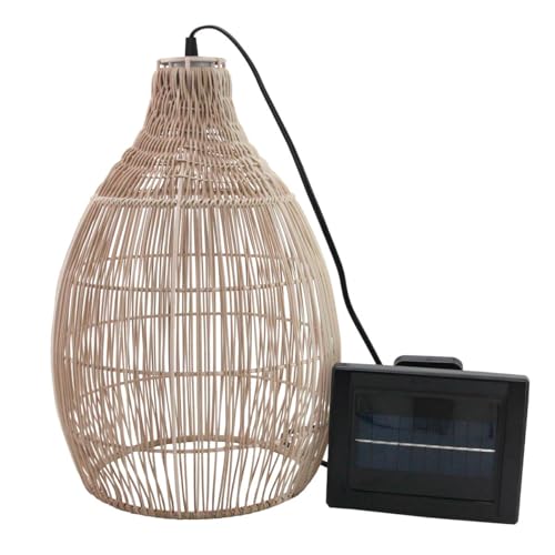 Lumisky Suspension solaire bohème naturel style vannerie tressée LED blanc