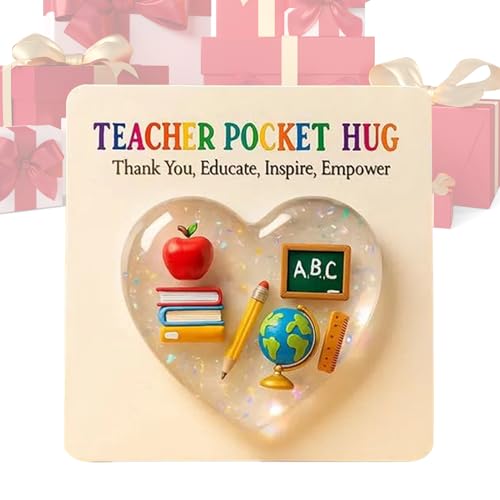Gitekain Cute Teacher Keepsake Gift, Heart Appreciation Stocking Stuffer, Mini Token Size with Thank You Card for Students Kids Teens, Acrylic Teacher Gift for School Classroom,