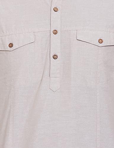 Image of Ethnix by Raymond Men's Cotton Blend Regular Tunic Shirt (RTHA00134-YB Beige 100)