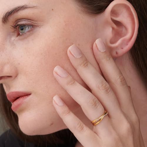 Image of PALMONAS White CZ-Studded Finger Ring for Women (Size-6,7,8) - Gift for Girls & Women | 18k Gold Plated Rings