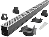 S-lon Design Entwässerungsrinne Set 3.00 m | Aluminium Grau | Typ 65x60 (Slimline...