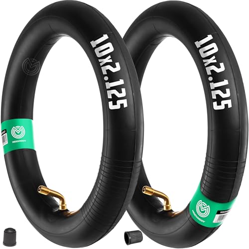 MOOVMOOV Schlauch 10x2.125 Zoll mit 70/90 Winkelventil für E-Scooter (x2) - 10 Zoll Schlauch kompatibel mit 10x2.125, 10x2.25, 10x2.50 Reifen - Für Elektroroller, Hoverboard, Fahrrad, Kinderwagen