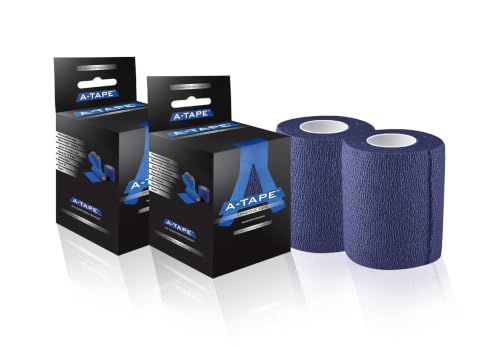Image of A-Tape Cohesive Crepe (7.5cm X 4.5 mtr, Pack of 2) Elastic Self Adherent Crepe Bandage Breathable Self Adhesive Cohesive Bandage for Humans & Pets (Dogs, Cats, Birds) (Navy Blue)