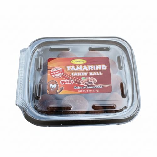 El Gustazo Tamarind Balls Candy, Dulce de Tamarindo Natural, Sweet & Tangy Flavor, 8 oz Pack