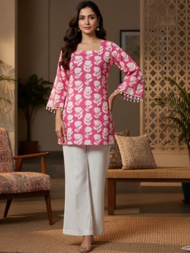 Image of FIRSTRAIN Women Printed Rayon Short Kurti | Soft Breathable Rayon Short Top for Office & Casual Use