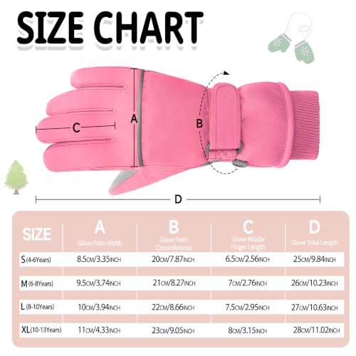 Image of Kids Winter Ski Gloves Waterproof Children Girls Boys Fleece Thermal Snowboard Snow Gloves Mittens for Cold Weather