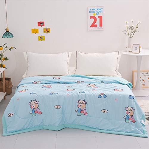 Colcha de Verano Colcha Acolchada para Cama, Chickwin Multiuso Edredón Manta de Dormitorio Reversible Suave y Cómoda Colchas para Primavera Cama Matrimonio Individual (Vaca Azul,180x220cm)