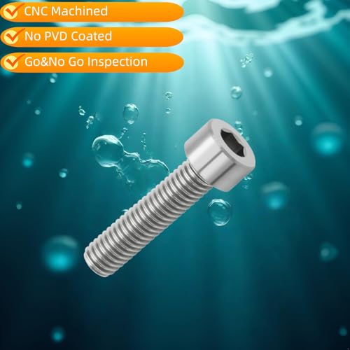 Image of M8x30mm Titanium Bolts, Natural Color, 6PC | Lightweight Hex Socket Screws, MTB /Road Bike /Motorcycle, Corrosion Resistant, Marine Grade Fasteners