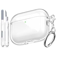 MHYALUDO for AirPods Pro 3 Clear Case 2025, Military-Grade Shockproof, Soft TPU Highly Transparent Anti-Yellowing for AirPods Pro 3 Case with Cleaning Kit & Cute Round Buckle, Clear White