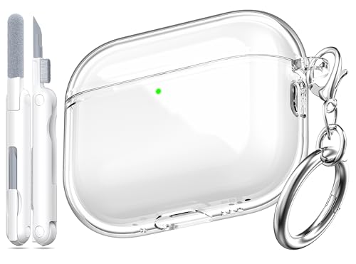 MHYALUDO for AirPods Pro 3 Clear Case 2025 Military-Grade Shockproof Soft TPU Highly Transparent Anti-Yellowing for AirPods Pro 3 Case with Cleaning Kit & Cute Round Buckle Clear White