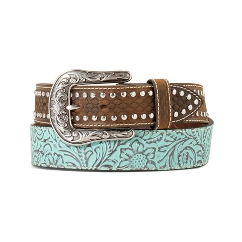 ARIAT Women's Turquoise Floral Embossed Leather Belt