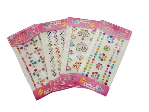 Chuz N Pick Combo of 4 Sticker Stone Sheet for Art and Craft Decoration, Phone Cover Decoration Size 5-7 mm Set of 4 Sheets with Different Deisgn